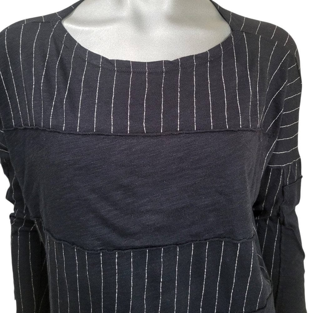 341. Matthildur Black Striped Long Sleeve Top - Size Small - Picture 2 of 5